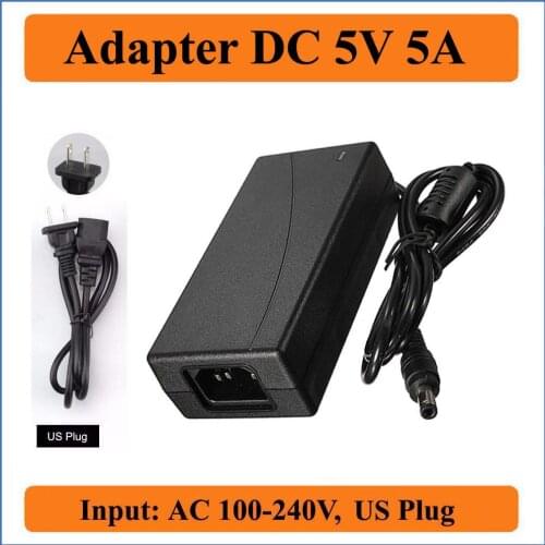 5V 5A US Plug AC DC Adapter AC 100V-240V input Converter Adapters to DC 5V 5000mA 25W Power Supply Charger 5.5mm x 2.1-2.5mm