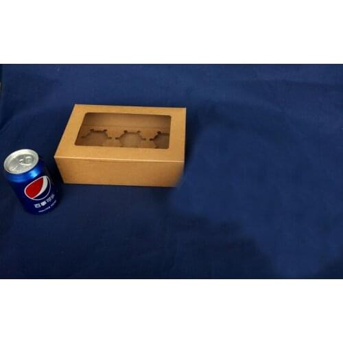 500pcs 24*15.5*7.5cm 6 grid Brown Packaging Kraft Paper Muffin window Box For Candy\Cake\Dessert \party Packing boxes