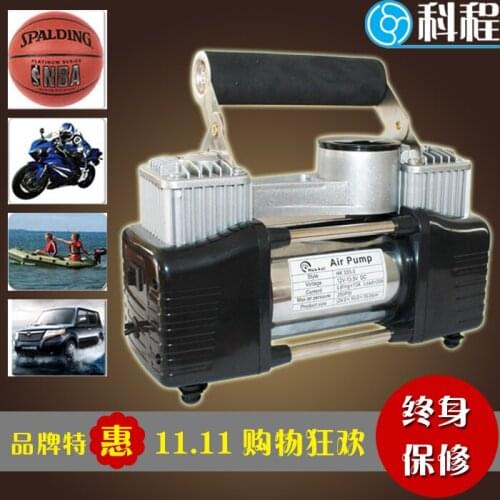 Car portable electric 12v metal tyre inflatable double cylinder high pressure pump air compressors tool bag