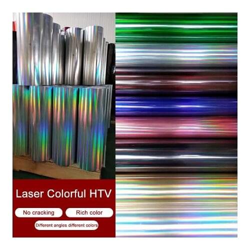 Free shipping 1 sheet 10"x40"/25cmx100cm Laser Colorful Heat Transfer Vinyl Hologram PVC Press Tshirt Iron On HTV Printing