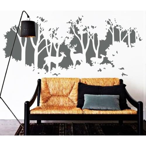 Free Shipping NEW Design Art deers in forest wall sticker Trees Home decor Creative Vinyl Cheap Removable Wall decals