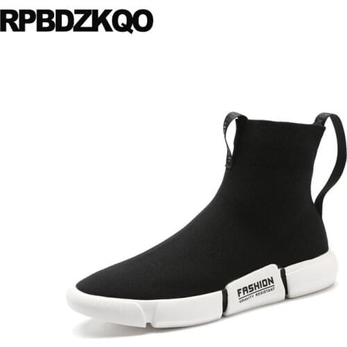 High Sole Sock Harajuku Comfortable Top Platform Booties Trainer Thick Soled Ankle Boots Sneakers Black Men Slip On Casual Shoes