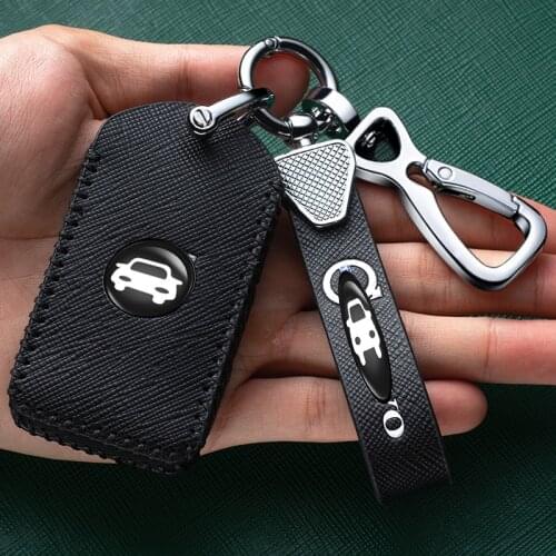 For Volvo S80 2006-2016 XC90 2015 2016 2017 2018-2020 Genuine Leather Key Case Bag Shell Cover Cap Protector Car Accessories