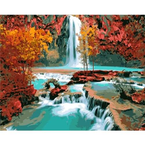 DIY Digital Painting By Numbers Package The maple leaf falls oil painting mural Kits Coloring Wall Art Picture Gift frameless