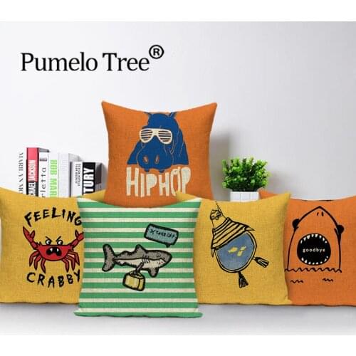 Animal Throw Pillow Covers Decor Cartoon Cushion Cover Pillow Case Narwhal Yellow Pillows Custom Sofa Decorative Cushions Cases