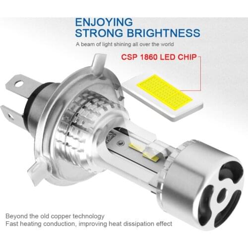 2pcs H4 BA20D LED Motorcycle Headlight Blub DC 11V-60V 1600LM 6500K Moto Light 1860 Chip HS1 H6 Scooter Motobike Head Lamp