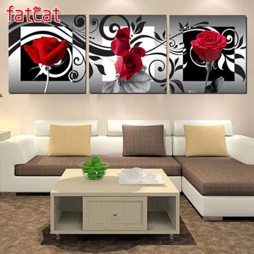 FATCAT riptych Diamond picture Diamond Embroidery rose flower DIY Diamond Painting full square round Crafts mosaic Pattern AE383