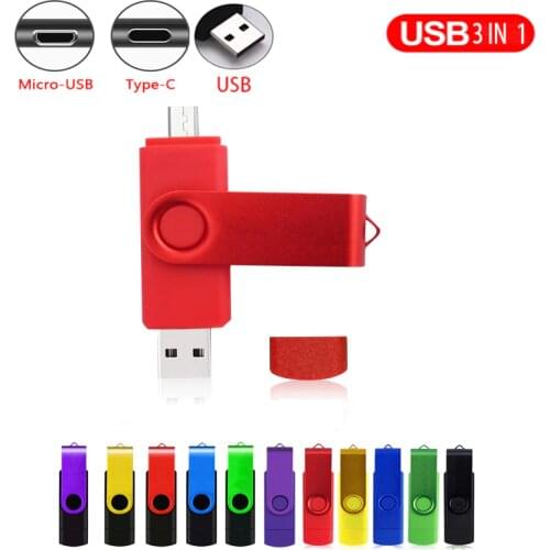 OTG 3 IN 1 pen drive 128GB Type-C usb memory stick 64GB pendrive 32GB cle usb Key flash drive 16GB Micro usb 2.0 flash pen 8GB