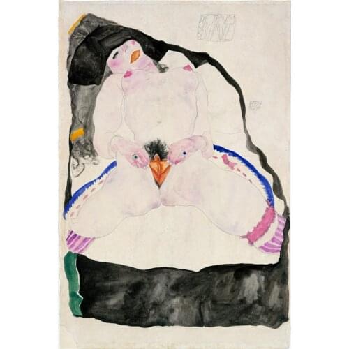 Nude canvas painting portrait picture modern home decor poster reclined nude beauty nude picture By Egon Schiele modern art