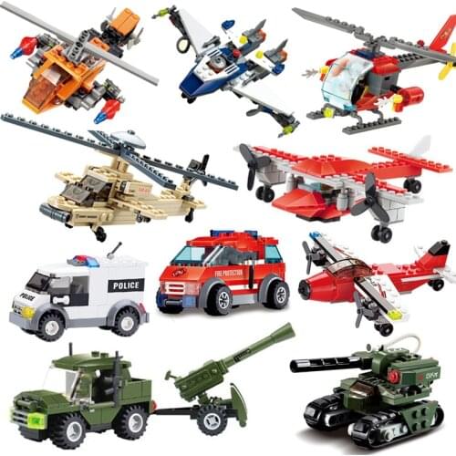 City Transformation Deformation Car Robot Ambulance Military Fire Truck Plane SWAT Police Army Tank Train Set Building Block Toy