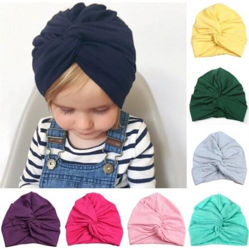 12 Color Indian Hat Cotton Bandanas Baby Girls Kids Turban Headband Hair Head Bands Wrap Accessories for Children Headdress Head
