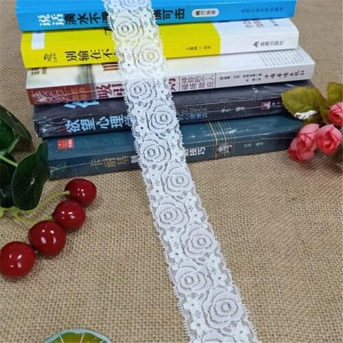 4cm S1060-2 High Quality White Elastic Colorful Lace Ribbon Trims Lace Trim For DIY crafts material gift packing lace