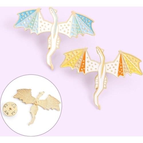 Flying Dragon Enamel Pins Custom Myth Dinosaur Brooches Bag Clothes Lapel Pin Badge Animal Jewelry Gift For Kids Friends