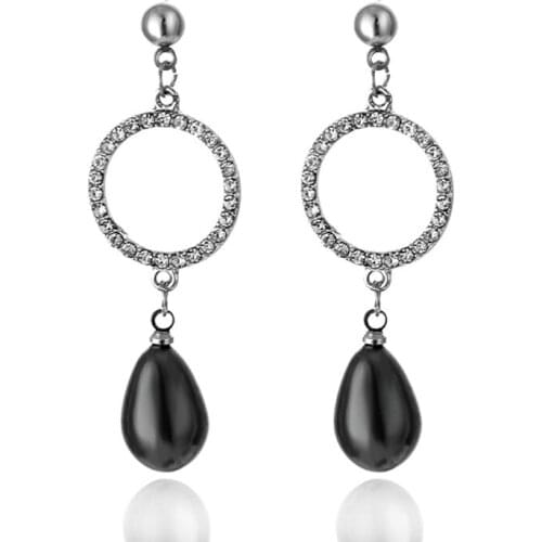 Fashion simple Jewelry long pearl round ear stud popular female earrings for women