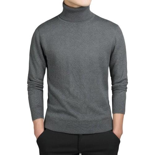 Mens Sweaters Cotton Winter Warm Sweater Men Black Turtleneck Pullover Slim Fit Jumper Pull Knitted Men Clothing Casual