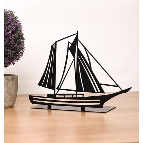 Black Metal Table Top Trinket Sailboat 20x27 cm