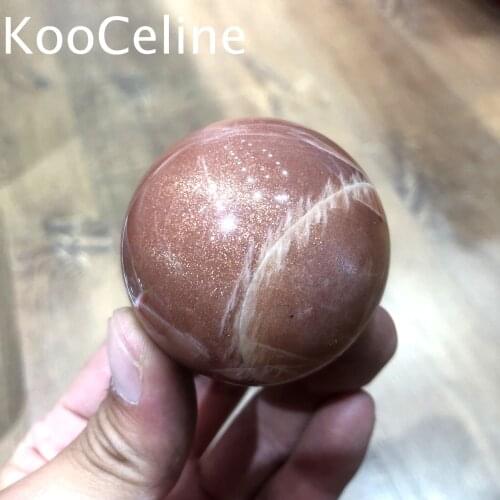 Natural Crystal Quartz Orange Moonstone Sphere Ball Energy Reiki Stone Room Home Office Aquarium Decoration Accessories Gemstone