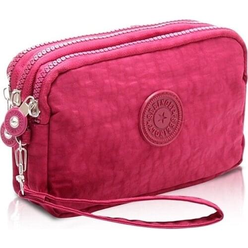 2020 New Coin Purse Women Small Wallet Washer Wrinkle Fabric Phone Purse Three Zippers Portable Make Up Bag N075