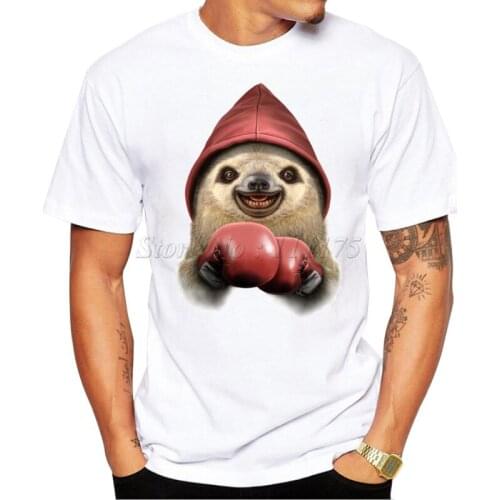 2019 New Arrivals Funny Sloth Boxer Design Mens T Shirt Boy Cool Style Tops Casual T-shirt