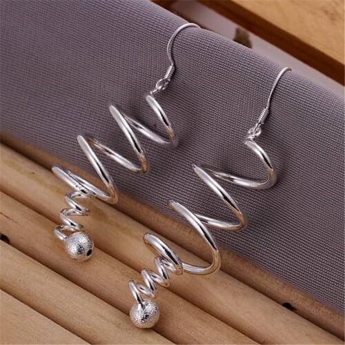 New 925 Sterling Silver Creativity spiral Earrings for woman fashion Jewelry elegant long earrings Trendsetter Christmas Gifts