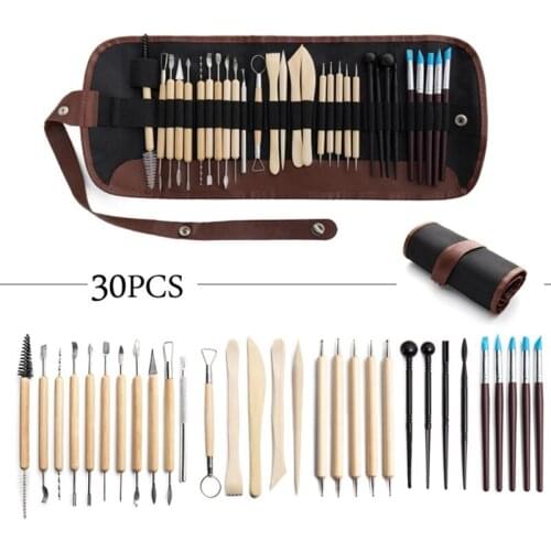 P15D 30pcs DIY Clay Pottery Tool Set Drill Pen Ceramics Sculpting Carving Sculpture Craft Modeling Kit