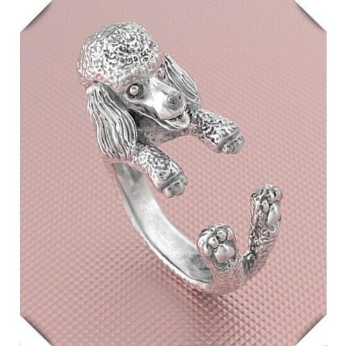 Adjustable hippie cartoon Poodle Ring free size punk animal Poodle dog Ring jewelry for pet lovers
