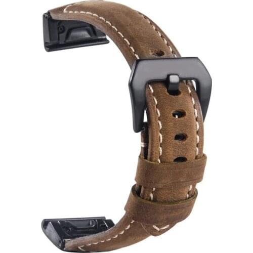 26MM Luxury Genuine Leather Watch Band Strap for Garmin Fenix 6X/5X Quickfit Clasp Bracelet for Fenix 3/3 HR Watch Accessories
