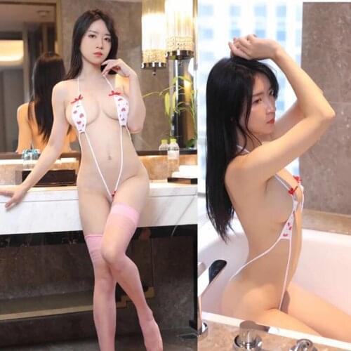 Sexy Strawberry Lingerie Bodysuit Sleeveless Deep V-Neck Stretch Leotard-Jumpsuit Top Vest Couples Flirting Clothes Adult Games