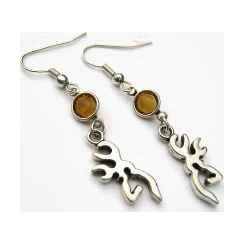 Antler birthstone earrings, birthstone crystal earrings, animal earrings, hunter earrings, with accessories