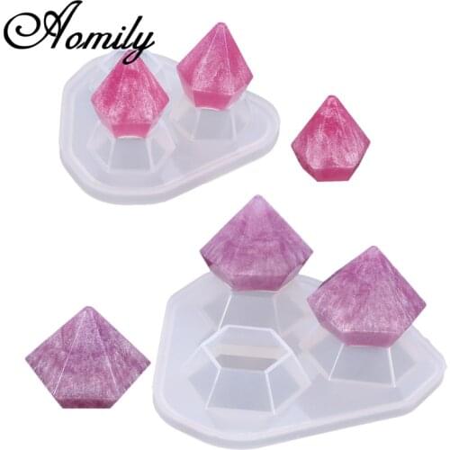 Aomily Silicone Resin Epoxy Mold Diamond Decoration Pendant Making Accessories Molds Cake Molds Crystal Diamond Molds Baking