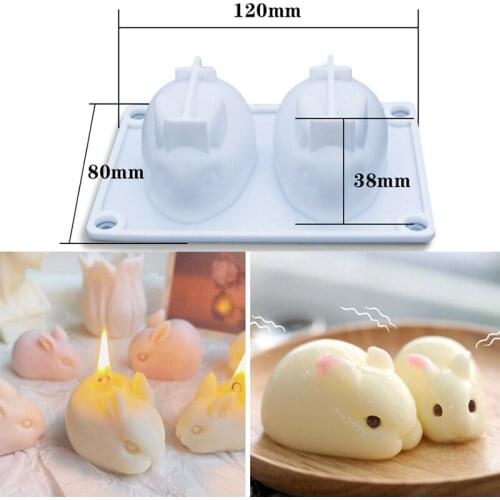 3D Rabbit Cake Candle Edible Silicone Molds for Diy Handmade 6-Cavity Mousse Dessert Baking Bunny Mold Chocolate Bakeware Pastry