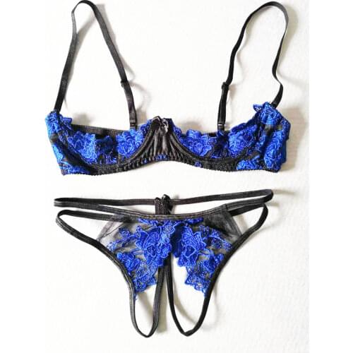 Hot Women Sleepwear Lace Bralette and Pantie Intimate Underwea Transparent Chain Bra Lace Sexy Lingerie Set Lingere