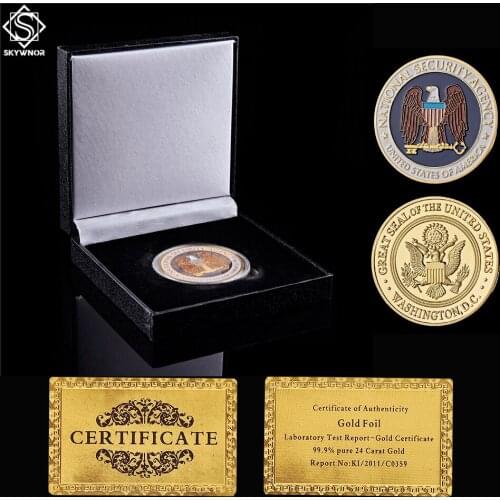 USA Washington.D.C Challenge Coin Plated Gold Nation Security Agency Commemorative Coin Value w/ Capsule Display