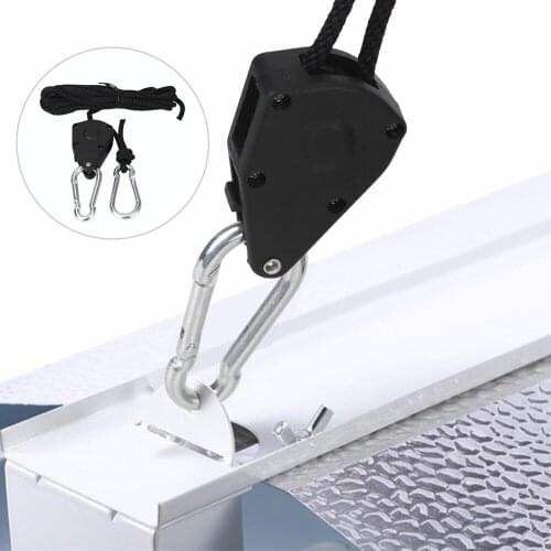 1/8Inch Rope Hanger For Grow Light Kit Heavy Duty 1pcs Zinc Alloy Hookv Plastic Pulley Adjustable Rope Clip Hanging Rope Ratchet