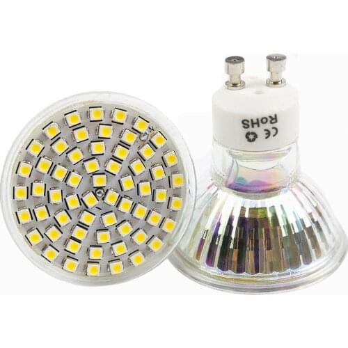 GU10 Spot Led Bulb Lamp 60SMD 3528 Glass Body Spotlight Energy Saving AC220V White, Warm white high brightnes luminaria teto