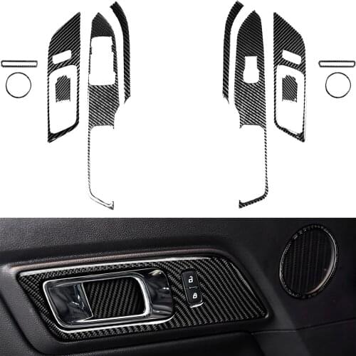 Carbon Fiber Car Interior Decoration, Door Panel Button Panel Set Decoration, Suitable FOR Ford Mustang 2015-2019 Car Stickers