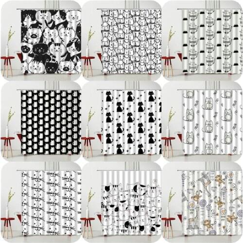 Lovely Cartoons Cat Printing Child Waterproof Bath Curtain Bathtub Decoration Bathroom Screen Home Supplies Multiple Size