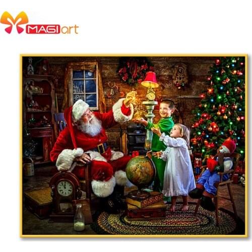 Cross stitch kits Embroidery needlework sets 11CT water soluble canvas patterns 14CT Christmas Santa Claus children -NCMC073