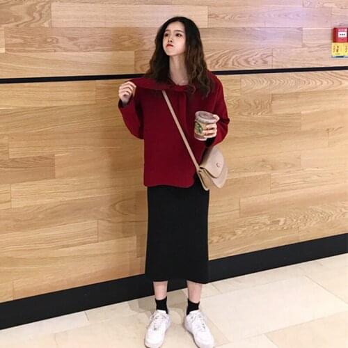 2021 Fashion Women Hoodie Sweatershirt And Knitted Skirt Two piece Set Autumn Winter Warm Matching Outfit Streetwear Set