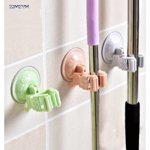 1PC Door Rack Hooks Kitchen Storage holders Hanging Holders Kitchen Storage Mop Brush Broom Organizer Holder Tool Sucker