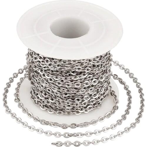 10m/roll 304 Stainless Steel Cable Chains with Spool Unwelded Necklace Bracelet Making DIY