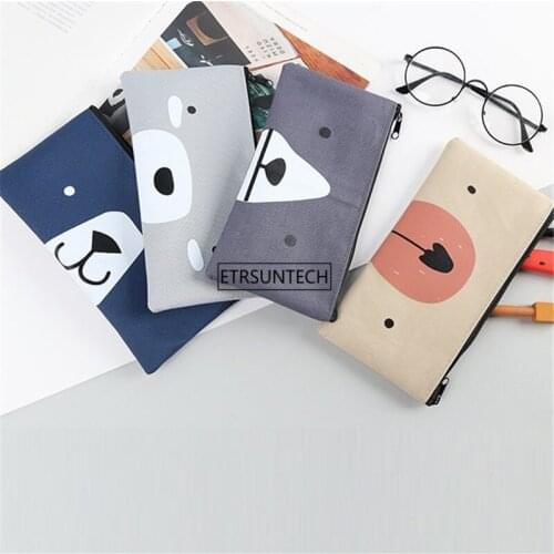 100PCS Canvas Storage Pencil Case School Supplies Pencil Cases Girl Boys Stationery Pen Bag storage Holder