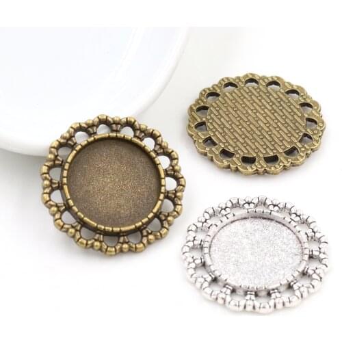 15pcs 16mm Inner Size Antique Bronze And Silver Plated Fashion Style Cabochon Base Cameo Setting Charms Pendant