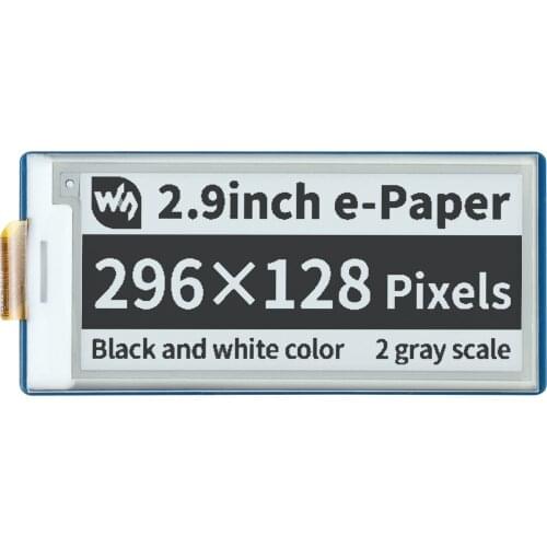 2.9inch E-Paper E-Ink Display Module for Raspberry Pi Pico, 296×128, Black / White, SPI