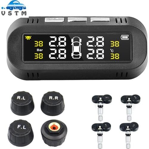 2021 Solar TPMS Car Tire Pressure Alarm Monitor System Display Intelligent Temperature Warning Fuel Save with 4 Sensors tpms