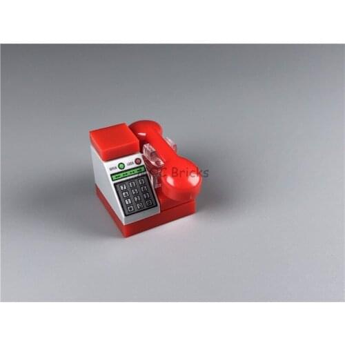 5sets/lot MOC Bricks Red Landline phone Slope 2 x 1 with Buttons and Keypad Pattern DIY building block bricks kids toys gifts