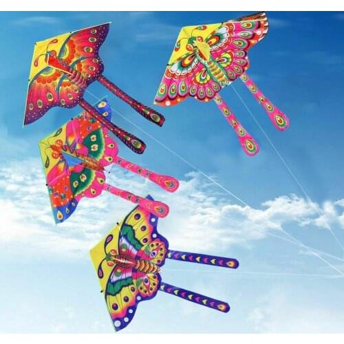 95x85cm Colorful Butterfly Kite Toy Foldable Outdoor Fun Sports Kids Flying Kites Childrens Stunt Kite Surf without Control Bar