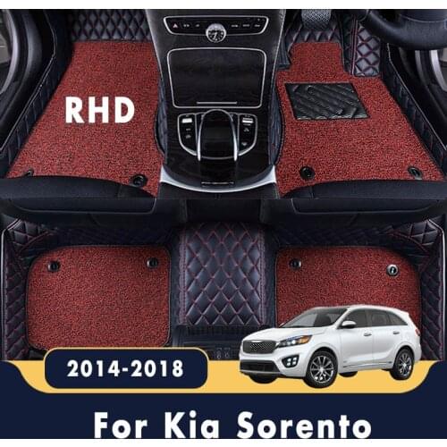 RHD Car Floor Mats Carpets For Kia Sorento 2018 2017 2016 2015 2014 5 seats Luxury Double Layer Wire Loop Auto Decoration Rugs
