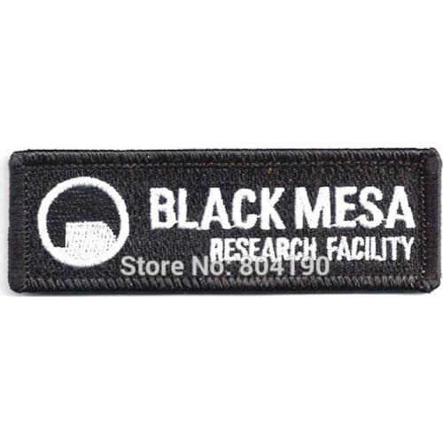 Portal Game BLACK MESA Research Facility Embroidered baseball cap Applique LOGO Cosplay Iron On Patch Emo Goth Punk Rockabilly