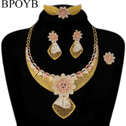 BPOYB 24 Gold Painting 3 Colors Bohemian Jewelry Sets Fashion Wedding Bridal Jewellery Dubai African Bijoux Women New Year Gift